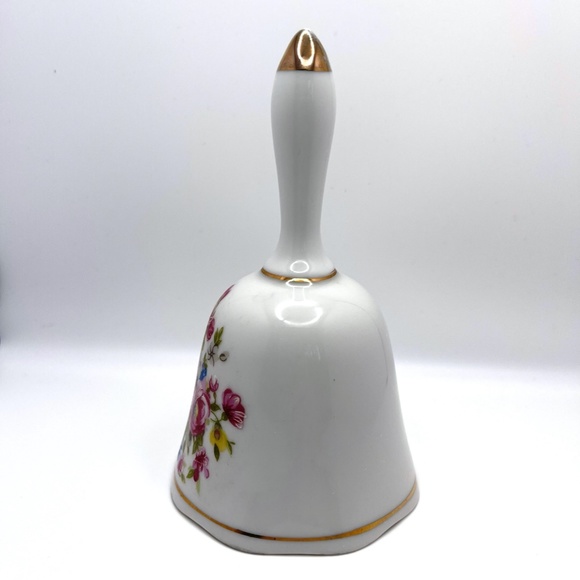 Vintage Porcelain Dinner Bell with gold accents - Picture 3 of 6